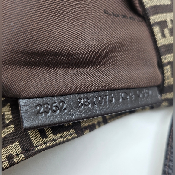 FENDI Zucchino Canvas Mamma Baguette Crossbody Bag - Picture 8 of 11